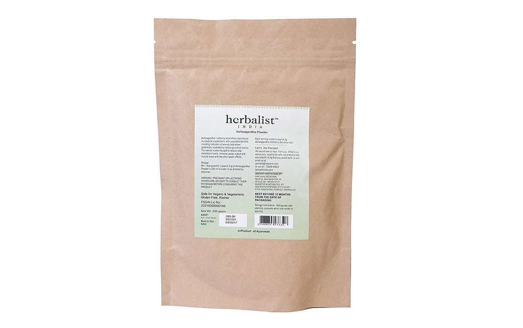 Herbalist Organic Ashwagangha Powder   Pack  200 grams